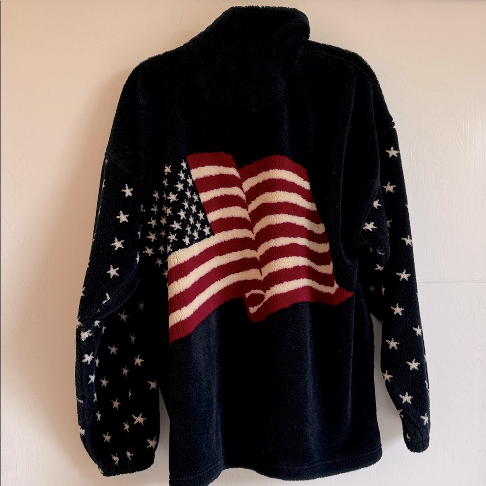 Fourth of July USA Fleece Full Zip Jacket Stars Navy American Red,White, & Blue
